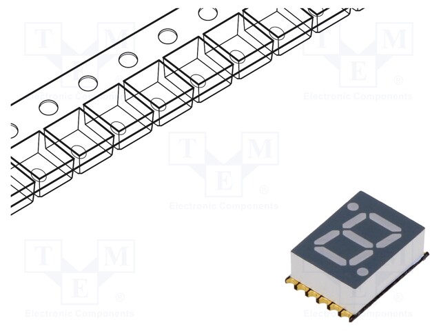 Display: LED; 7-segment; 7mm; 0.28"; No.char: 1; blue; cathode; SMD