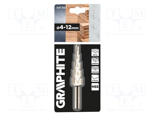 Drill bit; step,conical,multistep; Ø: 4÷12mm