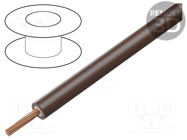Wire; stranded; Cu; 2.5mm2; PVC; brown; 1000V; Class: 6; 1x2.5mm2