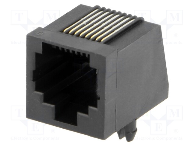 Socket; RJ45; PIN: 8; Layout: 8p8c; THT; angled