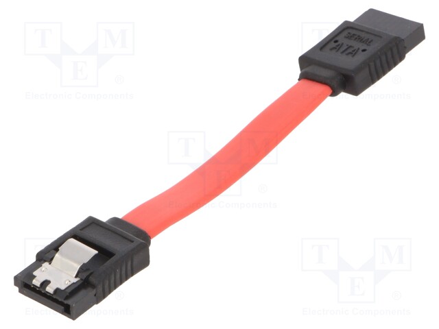 Cable: SATA; SATA plug,both sides; 0.1m; SATA III; red