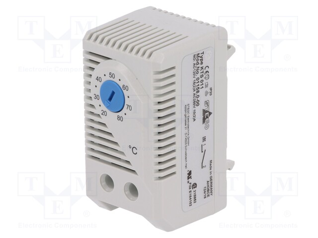 Sensor: thermostat; Contacts: NO; 10A; 250VAC; IP20; Mounting: DIN