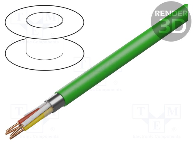 Wire; EiB/KNX; 2x2x0,8mm2; solid; Cu; PVC; green