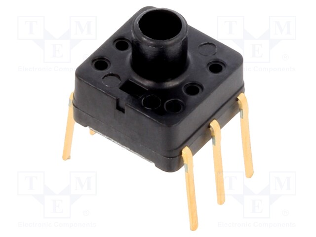 Pressure Sensor, S Package, 0 to 50°C, 50 kPa, Voltage, Gauge, 5 VDC, Single Axial Barbless