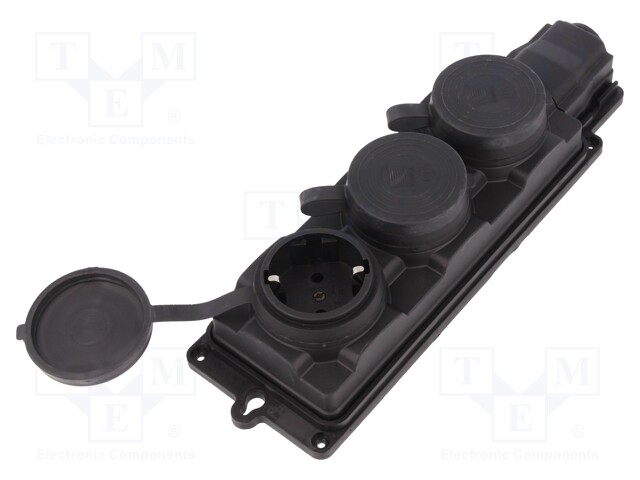Connector: AC supply; socket; Layout: 2P+PE; black; 250VAC; 16A