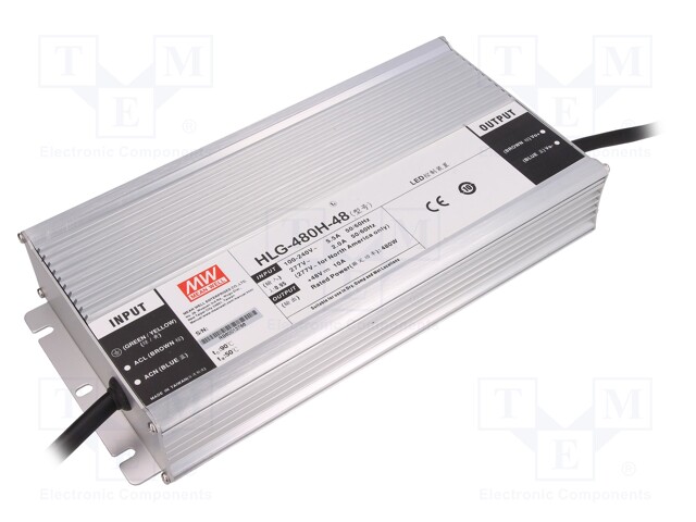 Power supply: switched-mode; LED; 480W; 48VDC; 10A; 90÷305VAC; IP67