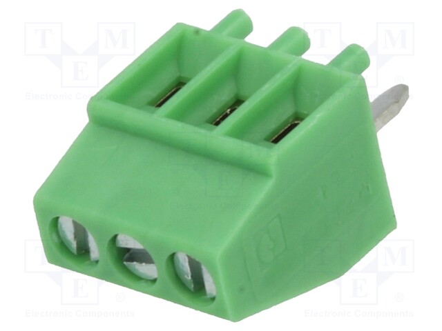 PCB terminal block; angled 90°; 2.54mm; ways: 3; on PCBs; 500um2