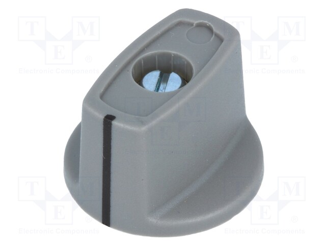 Knob; with pointer; ABS; Shaft d: 6mm; Ø23x16mm; grey; Shaft: smooth
