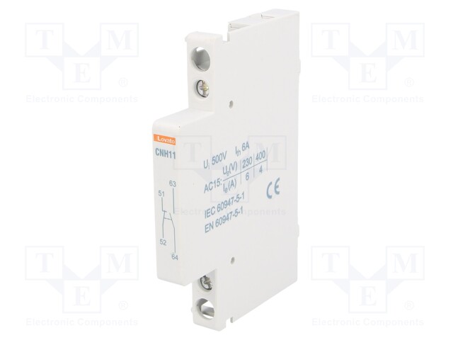 Auxiliary contacts; Leads: screw terminals; Mounting: side; 6A