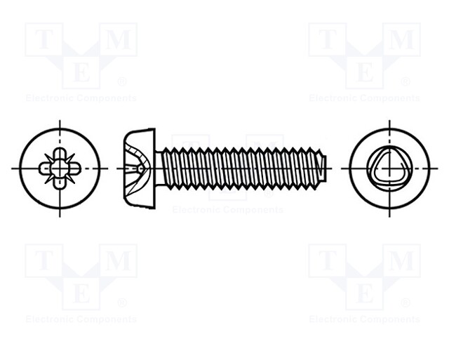Screw; for metal; 2,5x16; Head: cheese head; Pozidriv; zinc