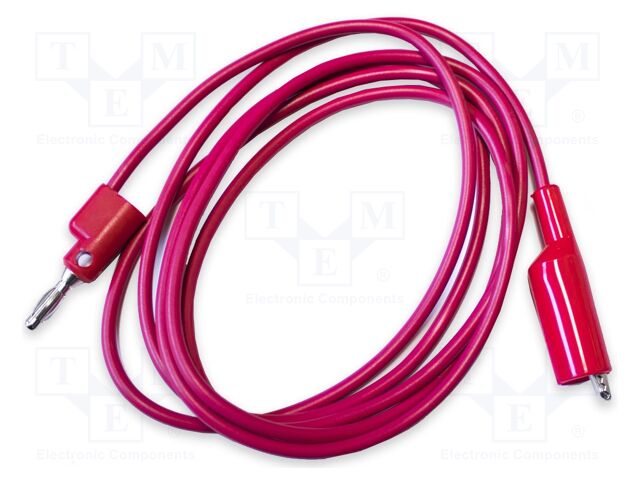 Test lead; 10A; banana plug 4mm,aligator clip; Urated: 1kV; red