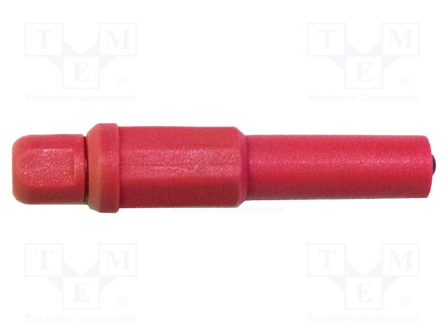 Plug; 4mm banana; 20A; 1kV; red; insulated; nickel plated; brass
