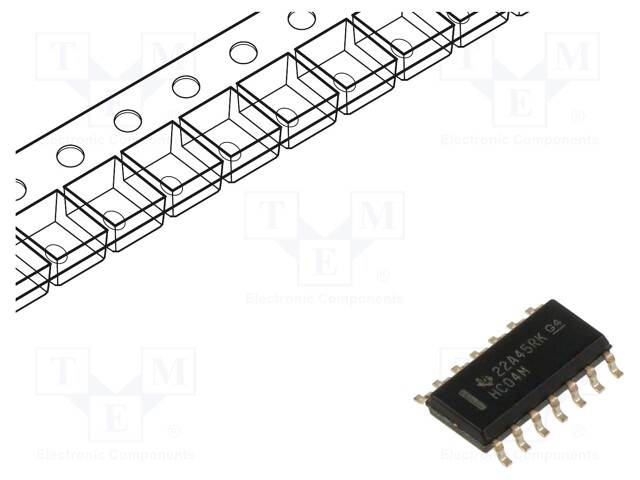 Logic IC, Inverter, Hex, 1 Inputs, 14 Pins, SOIC, 74HC04