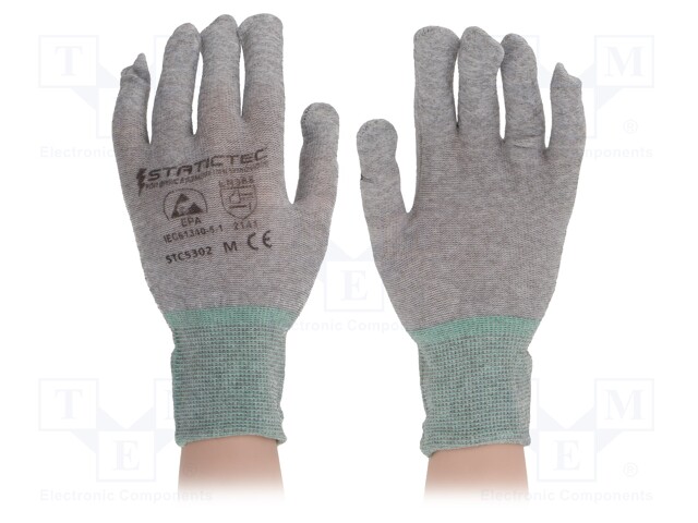 Protective gloves; ESD; L; 10pcs; Mat: conductive nylon fiber