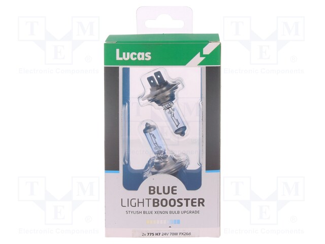 Filament lamp: automotive; PX26d; white-blue; 24V; 70W; BLUE; H7