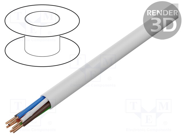 Wire; BiTprotect,YTDY; solid; Cu; 6x0,5mm2; PVC; white; CPR: Eca