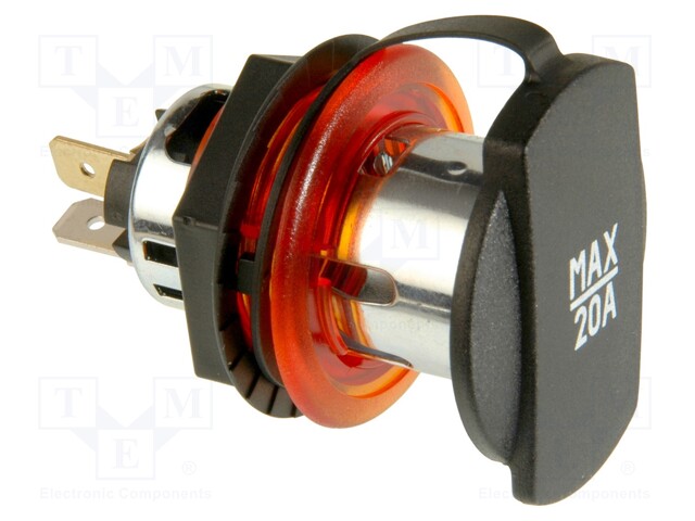Car lighter socket adapter; car lighter socket x1; 20A; red