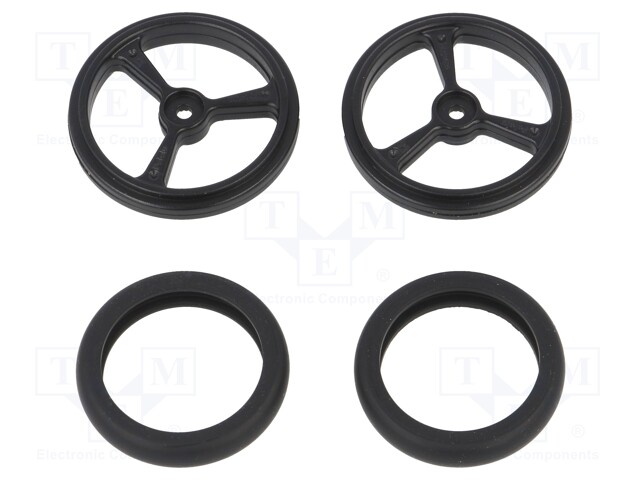 Wheel; black; Pcs: 2; push-in,screw; Ø: 40mm; Shaft dia: 4.8mm; W: 7mm
