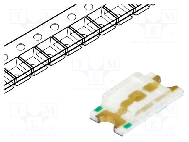 LED; SMD; 0805; green; 385÷845mcd; 2x1.25x0.7mm; 120°; 2.8÷3.6V