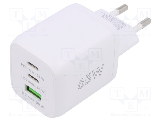 Power supply: switched-mode; plug; 5÷20VDC; 65W; Plug: EU; 87.5%