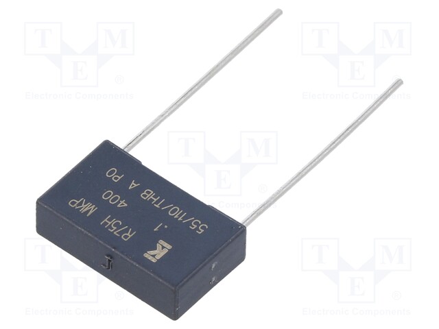 DC Film Capacitor, 0.1 µF, 400 V, Metallized PP, ± 5%, R75H Series, Radial Box