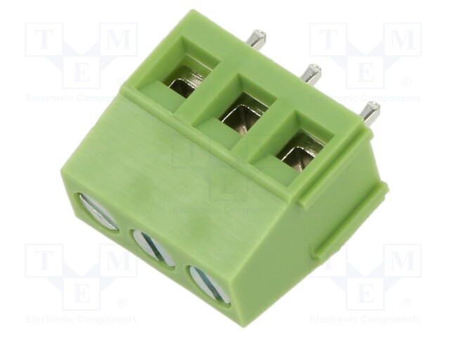 PCB terminal block; angled 90°; 5mm; ways: 3; on PCBs; terminal