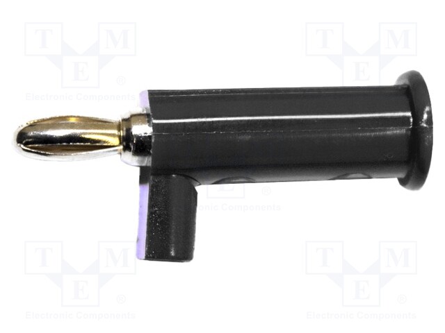 Plug; 3mm banana; 5A; black; gold-plated; push-in