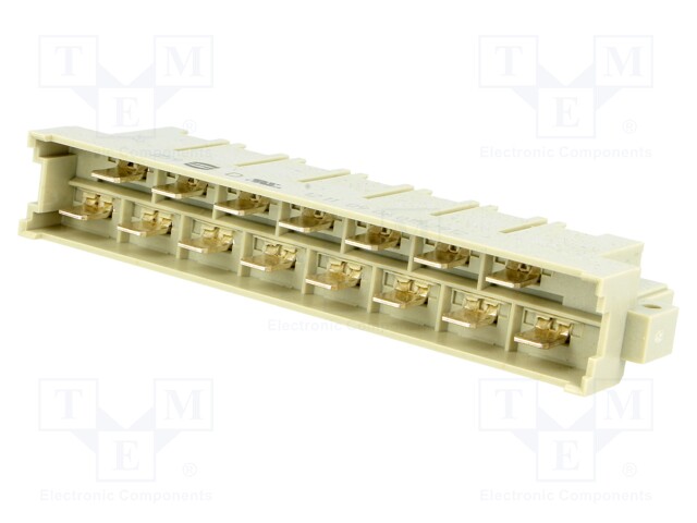 Socket; DIN 41612; type H; male; PIN: 15; 6.3mm connectors; 15A