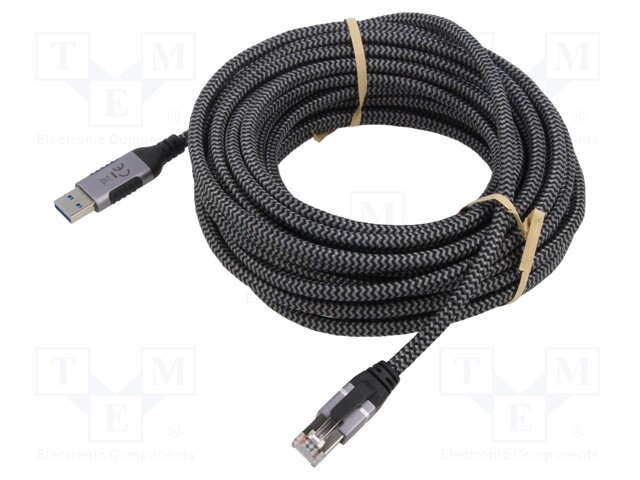 Cable; USB 3.0; RJ45 plug,USB A plug; 10m; 1Gbps; Øcable: 5.6mm