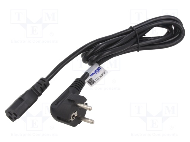 Cable; CEE 7/7 (E/F) plug,IEC C15 female; PVC; 1.8m; Schuko; 10A