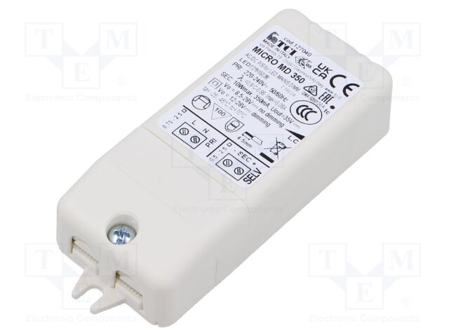 Power supply: switched-mode; LED; 8.5÷28VDC; 350mA; 220÷240VAC