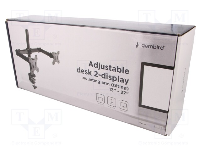Monitor holder; 8kg; 13÷27"; 75x75mm,100x100mm; for two monitors