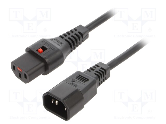 Cable; IEC C13 female,IEC C14 male; 4m; with IEC LOCK locking
