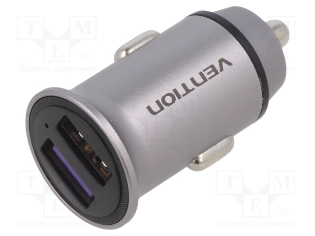 Automotive power supply; USB A socket x2; Inom: 5A; grey; 30W