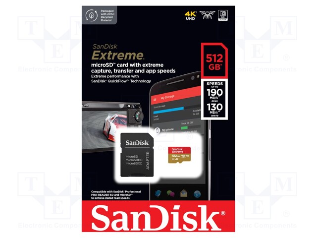 Memory card; Extreme,A2 Specification; microSDXC; 512GB