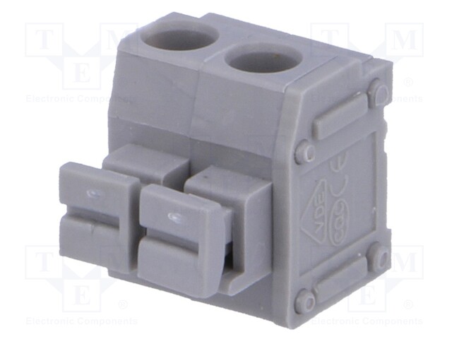 PCB terminal block; angled 90°; 5mm; ways: 2; on PCBs; 1.5mm2; 8A