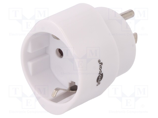 Transition: adapter; Layout: 2P+PE; white; 125VAC; 15A; PIN: 3