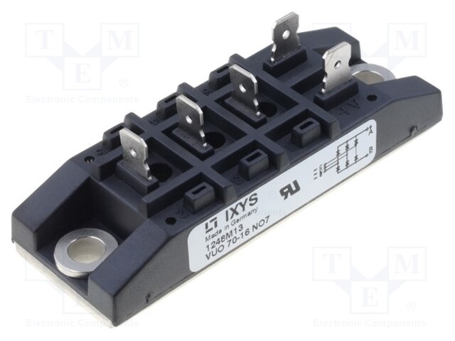 Three-phase bridge rectifier; Urmax: 1.6kV; If: 70A; Ifsm: 550A