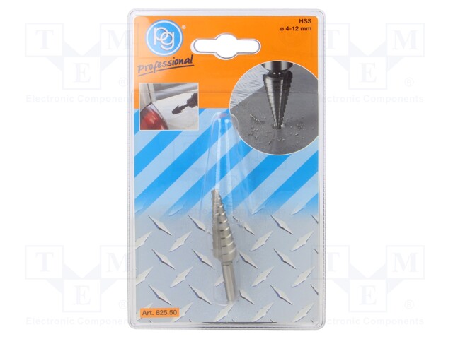 Drill bit; step,conical,multistep; Ø: 4÷12mm; Mounting: rod 6mm
