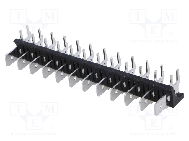 Terminal: spade terminal strip; 6.3mm; THT; 250V; angled 90°; 12A