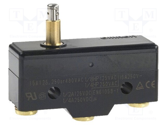 Microswitch SNAP ACTION; with pin; SPDT; 15A/250VAC; 6A/30VDC