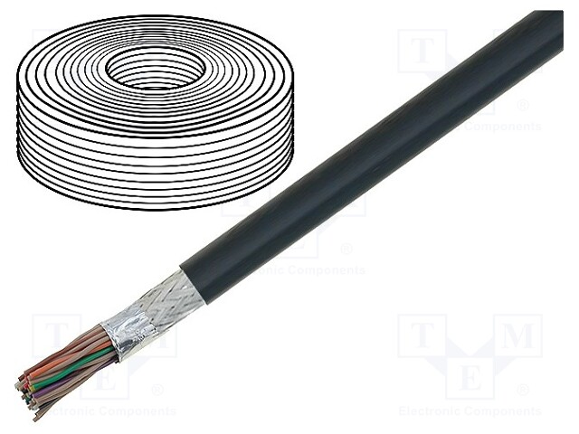 Wire: ribbon; round; 1.27mm; stranded; Cu; 10x2x28AWG; PVC; black