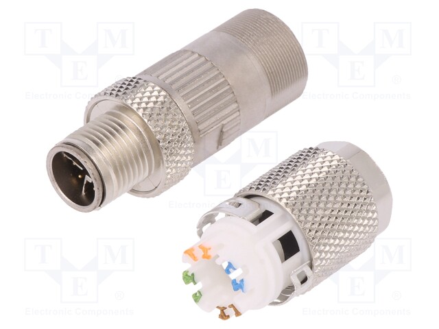 Plug; M12; PIN: 8; male; X code-ProfiNET; for cable; IDC; IP67