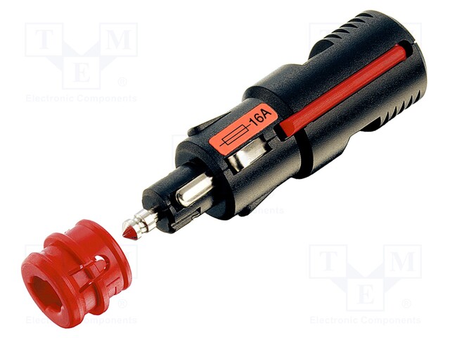 Cigarette lighter plug; screw terminal; 16A; Sup.volt: 12÷24VDC