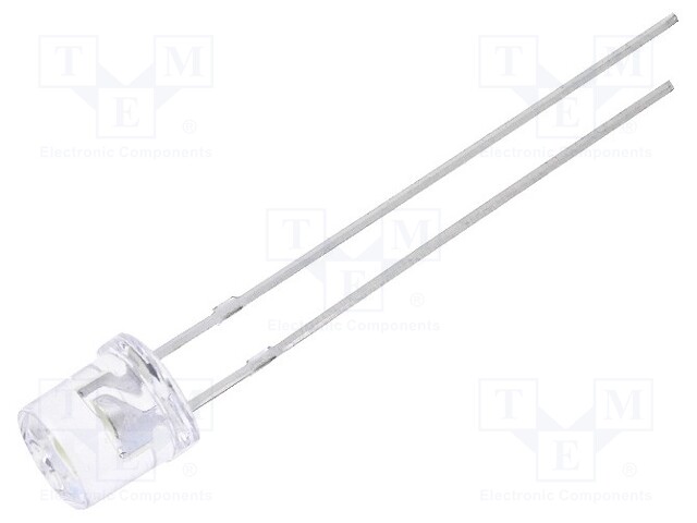 LED; 5mm; white; 1560÷3000mcd; 140°; Front: flat