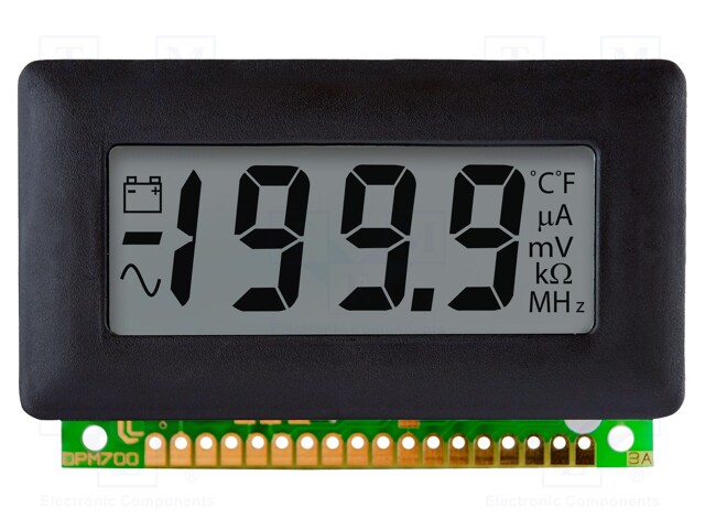 Voltmeter; digital,mounting; 0÷200mV; on panel; snap fastener