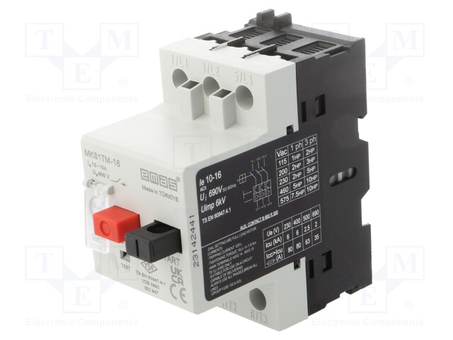 Motor breaker; for DIN rail mounting; 10÷16A; IP40; -5÷40°C; 690V