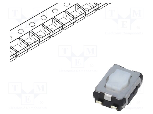 Microswitch TACT; SPST; Pos: 2; 0.02A/15VDC; SMT; none; 2.1mm; white