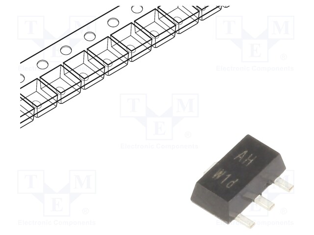 Transistor: PNP; bipolar; 80V; 1A; SOT89