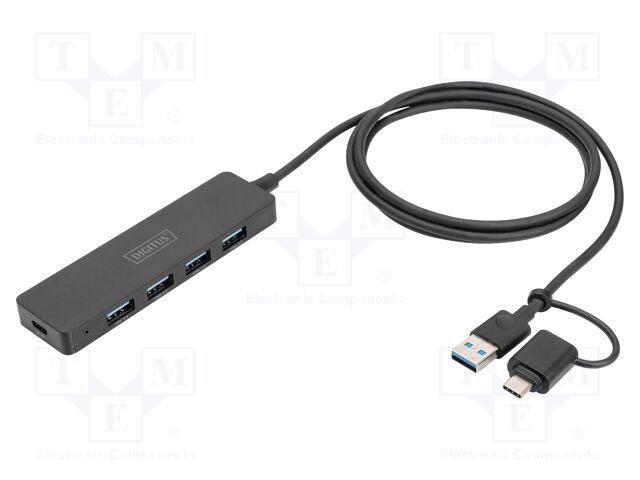 Hub USB; USB A socket x4,USB A plug,USB C socket,USB C plug